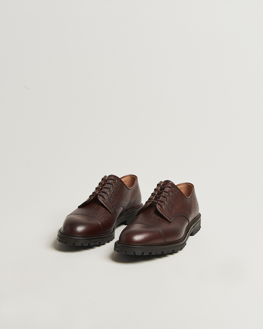 Men | Derby Shoes | Crockett & Jones | Sandhurst Derby Vibram Brown Scotch Grain