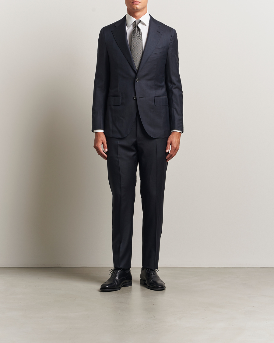 Canali Super 130s Wool Capri Suit Navy at CareOfCarl.com
