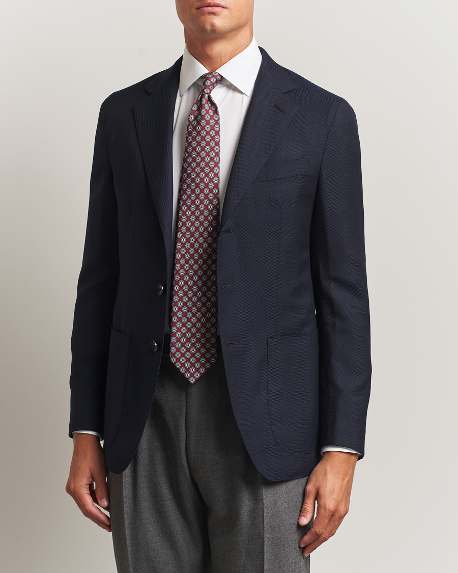 Caruso Aida Wool Hopsack Blazer Navy at CareOfCarl.com