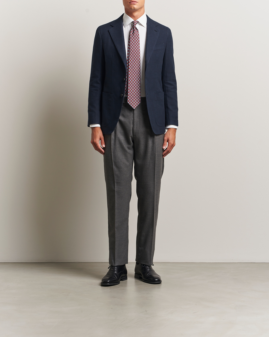 Men | Blazers | Caruso | Aida Brushed Cotton Blazer Navy Check