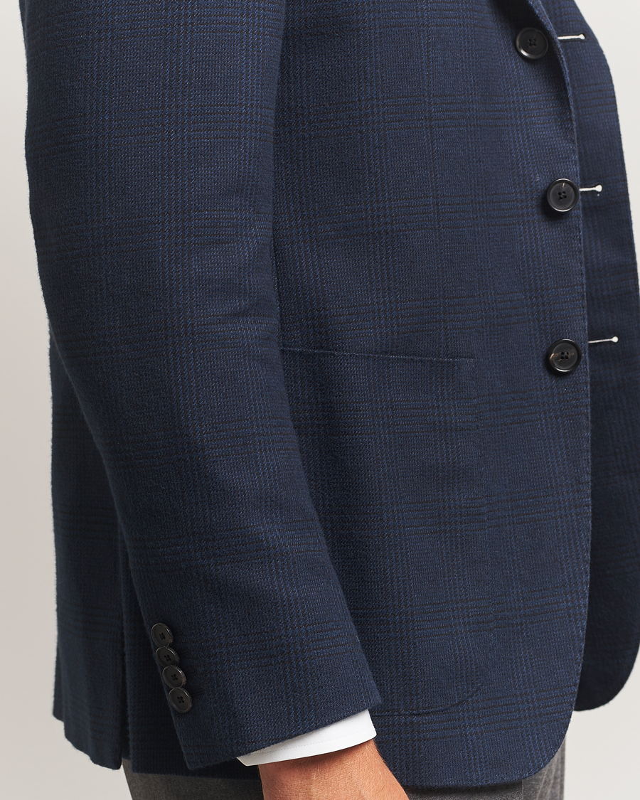 Men | Blazers | Caruso | Aida Brushed Cotton Blazer Navy Check
