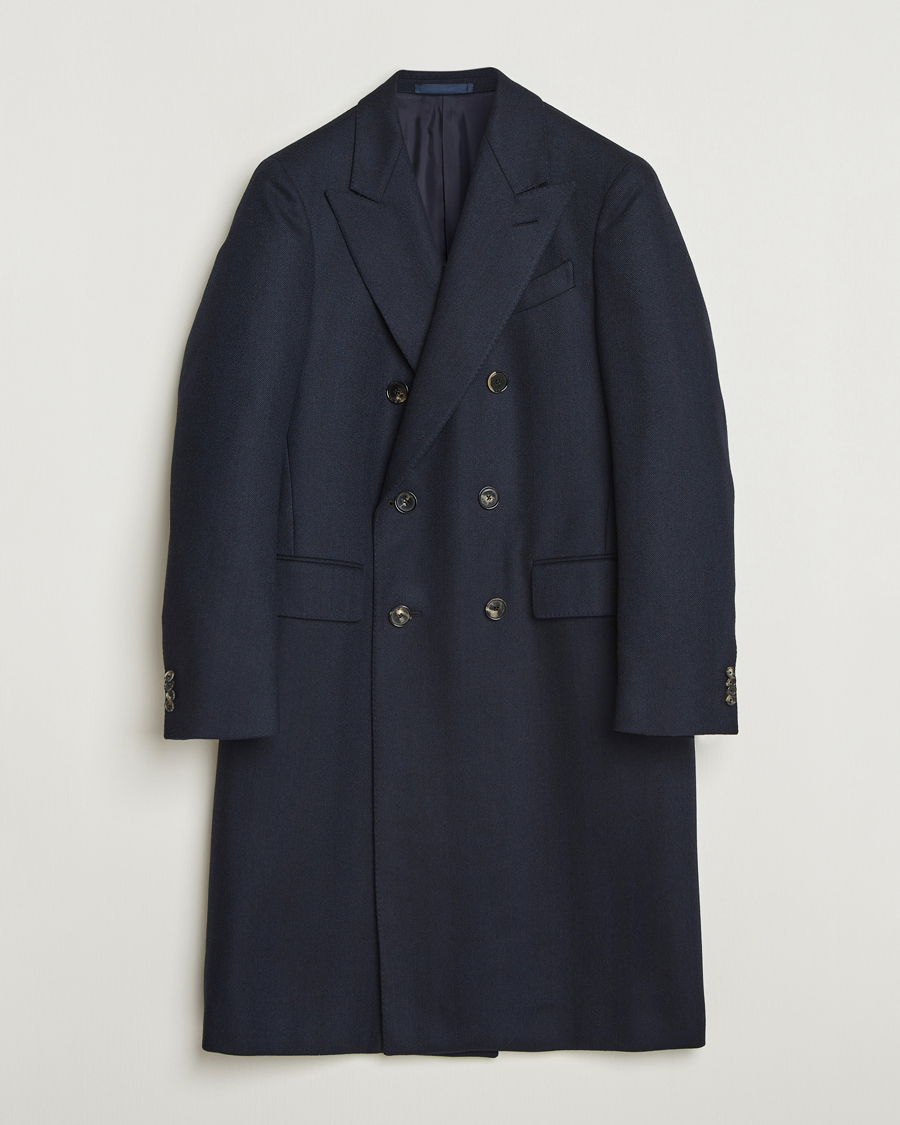Men | Coats & Jackets | Caruso | Aida Double Breasted Wool Coat Navy