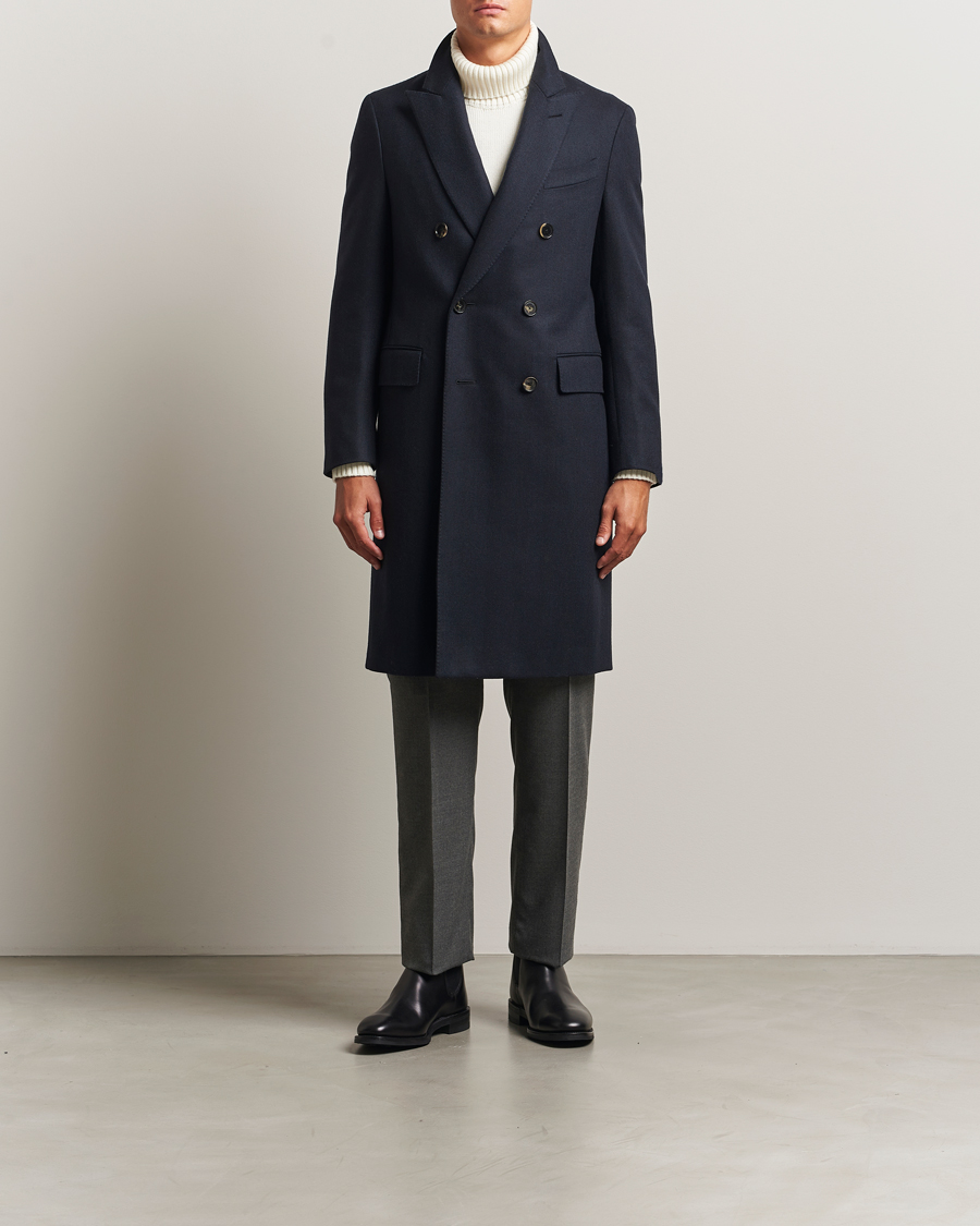 Men | Coats & Jackets | Caruso | Aida Double Breasted Wool Coat Navy