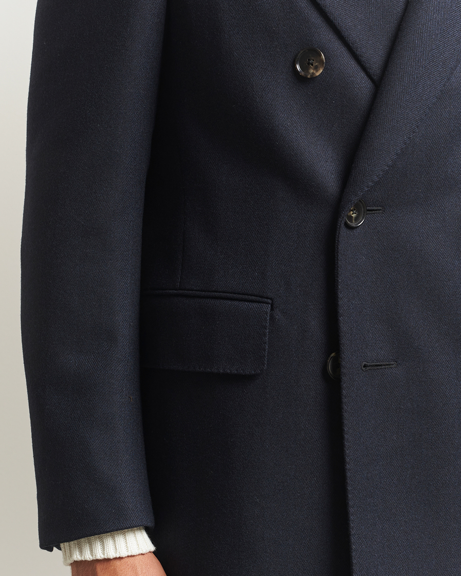 Men | Coats & Jackets | Caruso | Aida Double Breasted Wool Coat Navy