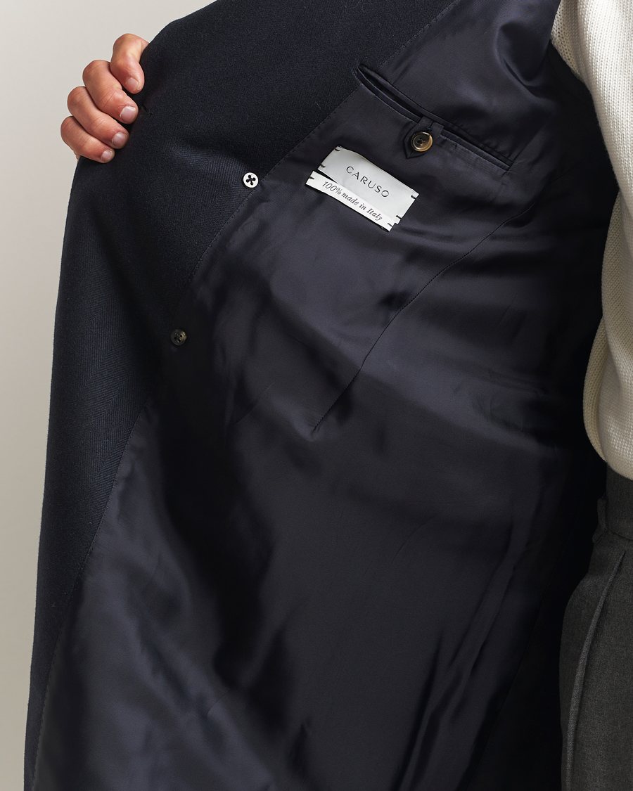 Caruso Aida Double Breasted Wool Coat Navy at CareOfCarl.com