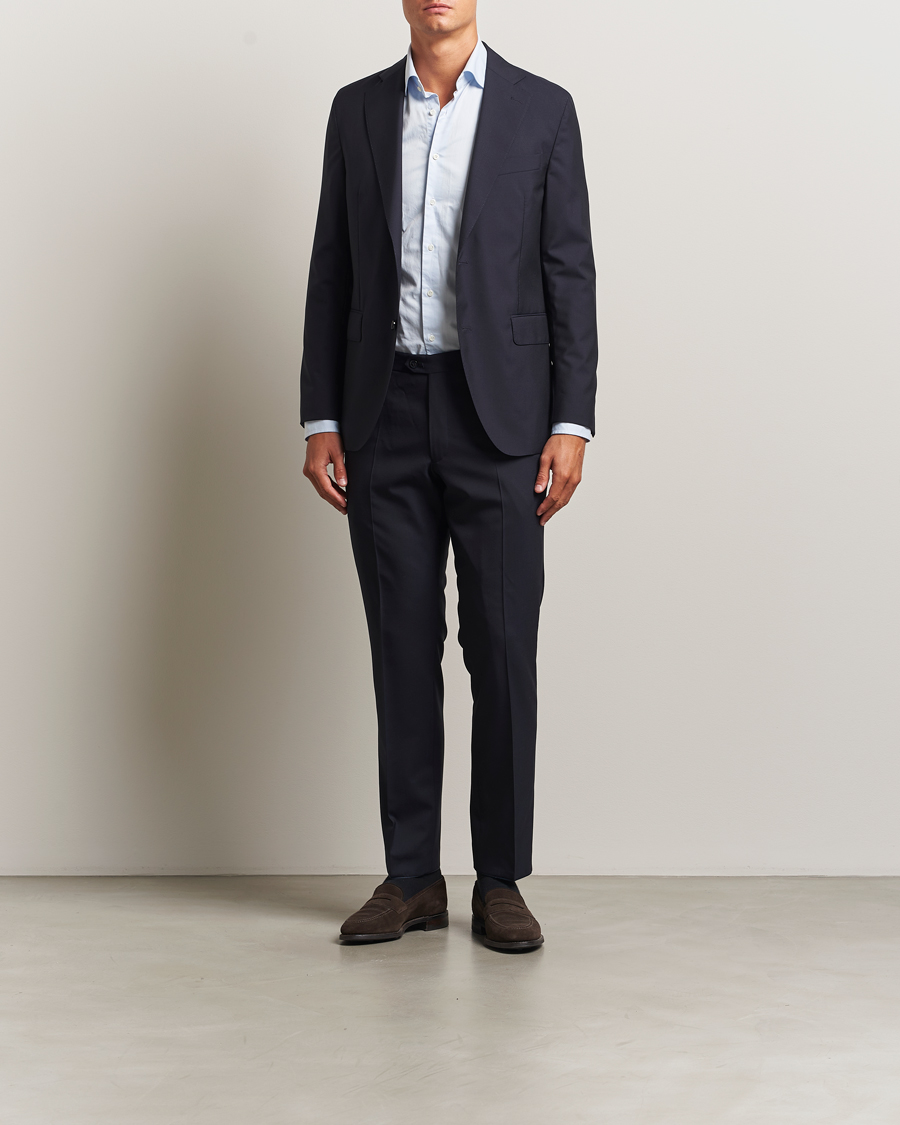 Men | Trousers | Oscar Jacobson | Dandy Wool Trousers Navy