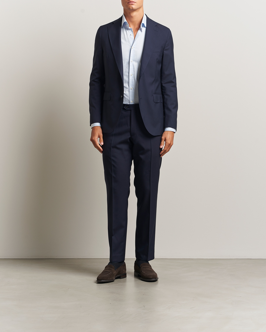Men | Trousers | Oscar Jacobson | Dandy Wool Trousers Blue