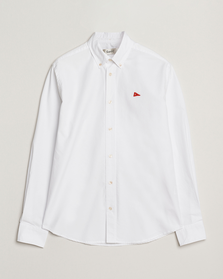 Men | Shirts | Forét | Flag Regular Fit Oxford Shirt White