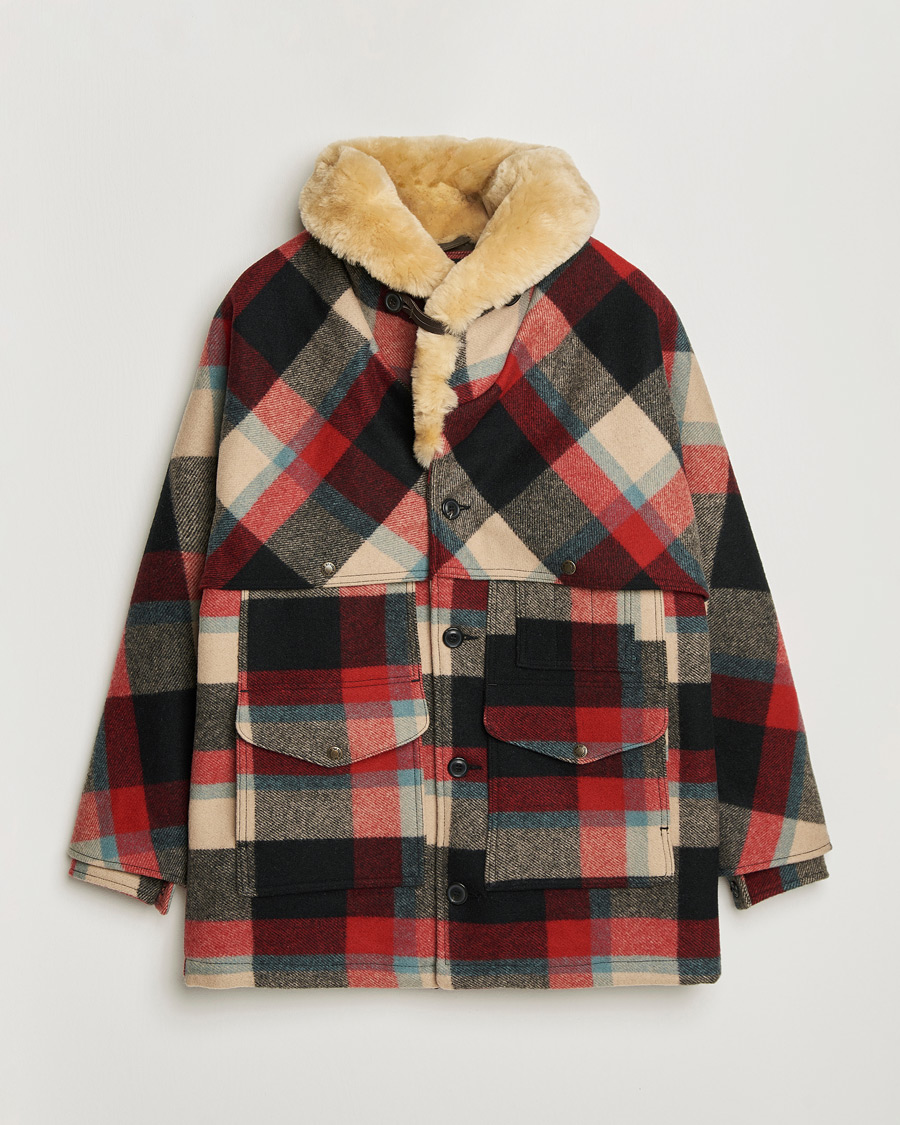 Men | Coats & Jackets | Filson | Wool Lined Packer Coat Red/Cream/Blue Plaid