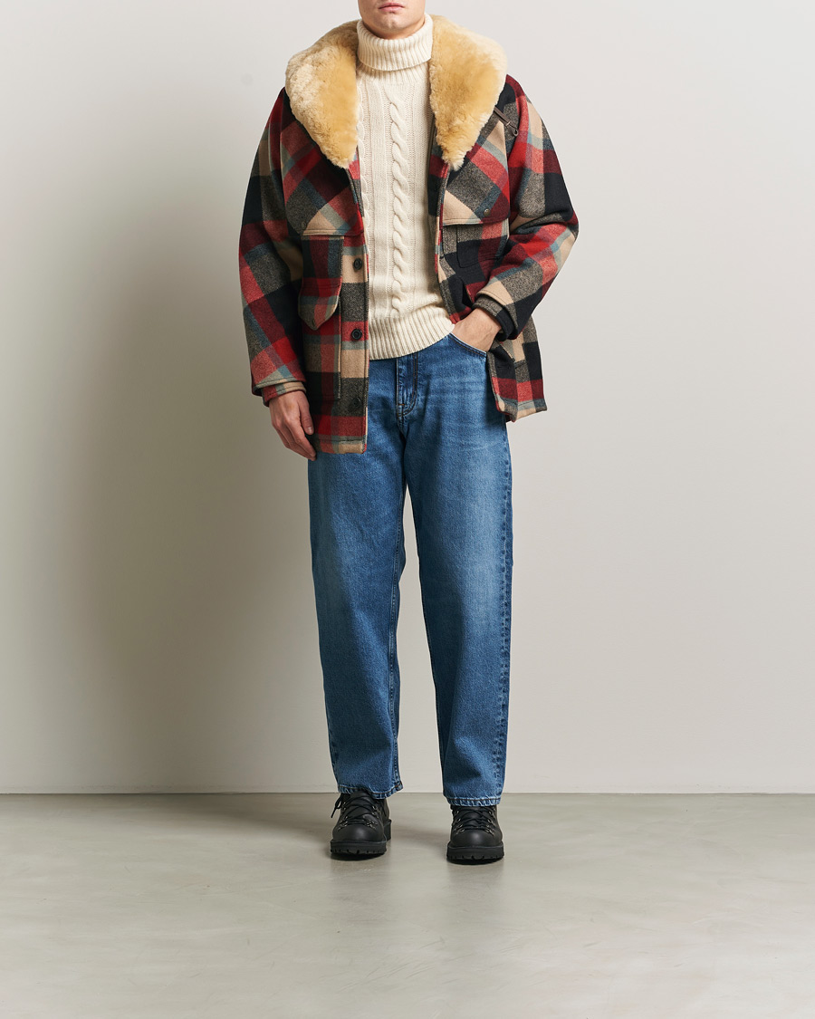 Men | Coats & Jackets | Filson | Wool Lined Packer Coat Red/Cream/Blue Plaid
