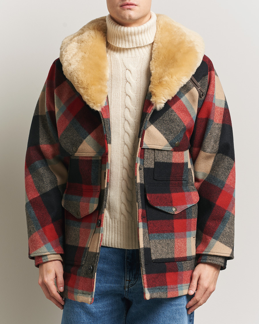 Men | Coats & Jackets | Filson | Wool Lined Packer Coat Red/Cream/Blue Plaid