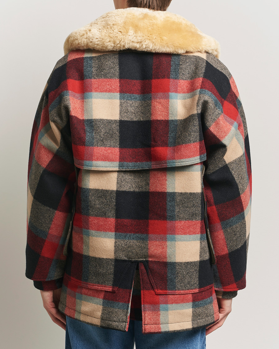 Men | Coats & Jackets | Filson | Wool Lined Packer Coat Red/Cream/Blue Plaid