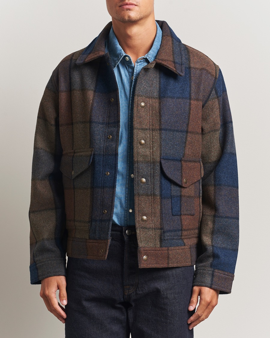 Filson Mackinaw Checked Wool Work Jacket Blue/Brown at CareOfCarl.com