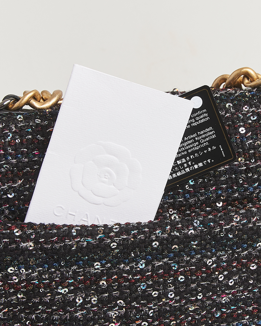 Men | Chanel Pre-Owned Chanel 19 Sequins Large Handbag Black | Chanel Pre-Owned | Chanel 19 Sequins Large Handbag Black