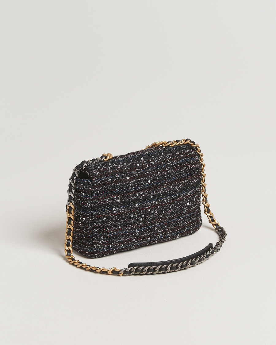 Men | Chanel Pre-Owned Chanel 19 Sequins Large Handbag Black | Chanel Pre-Owned | Chanel 19 Sequins Large Handbag Black