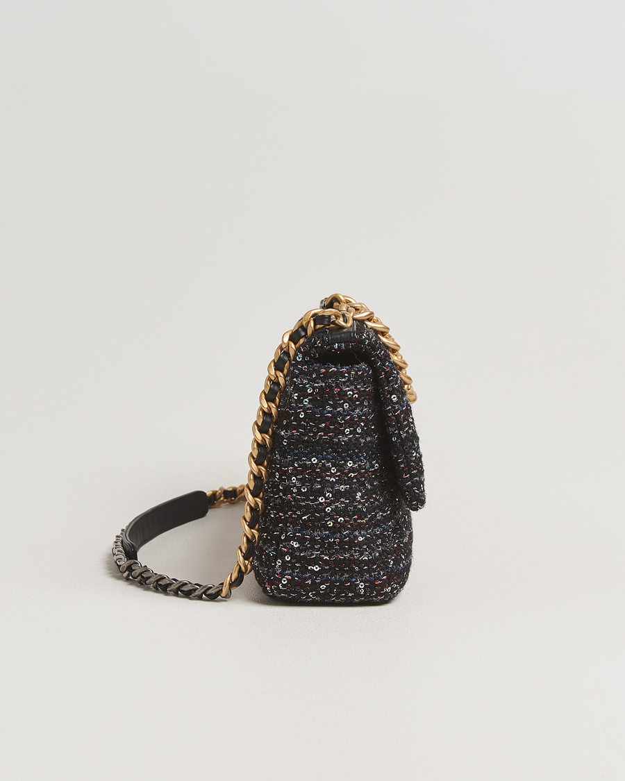 Men | Chanel Pre-Owned Chanel 19 Sequins Large Handbag Black | Chanel Pre-Owned | Chanel 19 Sequins Large Handbag Black