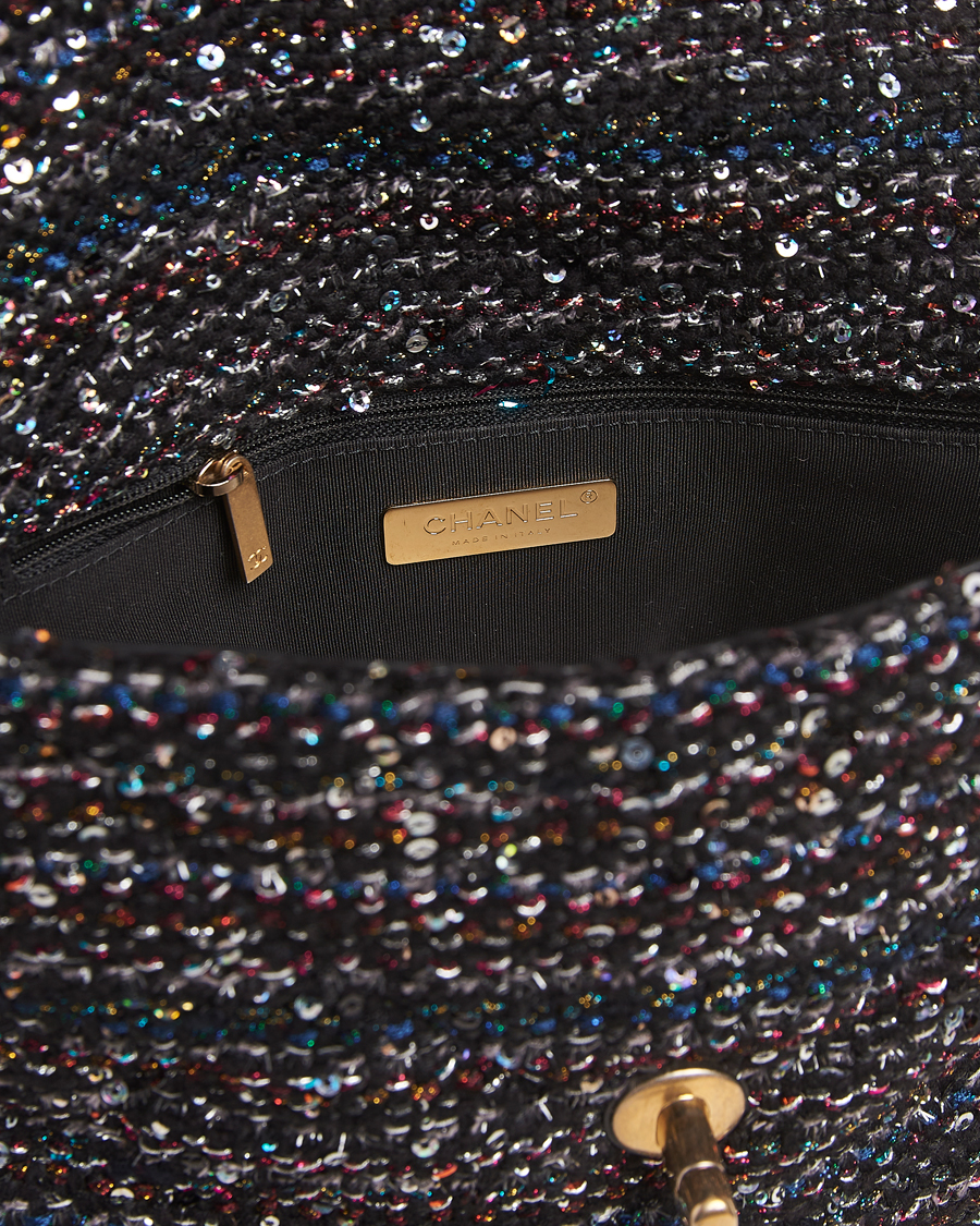 Men | Chanel Pre-Owned Chanel 19 Sequins Large Handbag Black | Chanel Pre-Owned | Chanel 19 Sequins Large Handbag Black