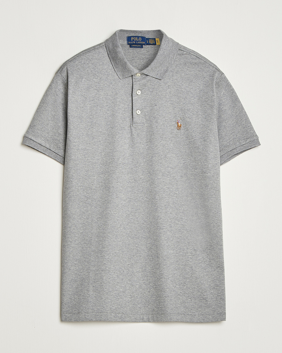 Men | Polo Shirts | Polo Ralph Lauren | Custom Slim Fit Cotton Polo Steel Heather