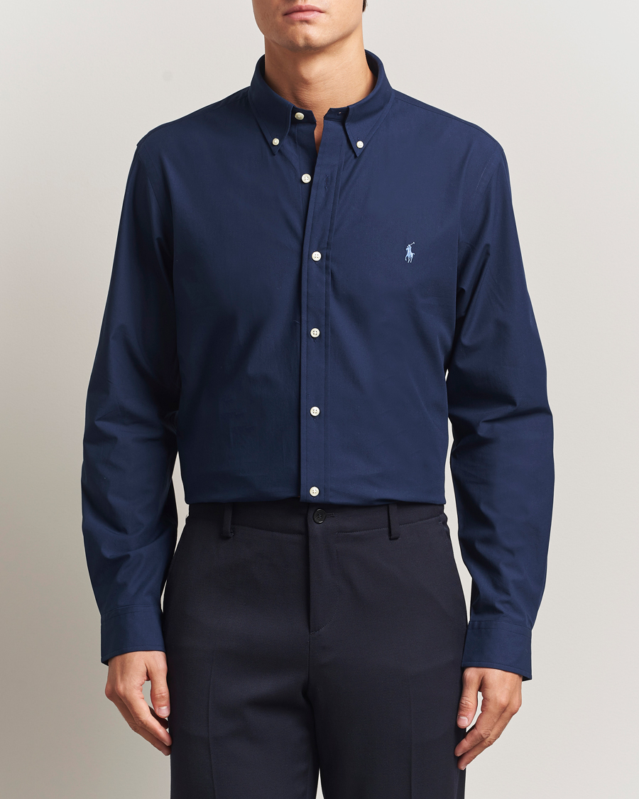 Men | Shirts | Polo Ralph Lauren | Custom Fit Stretch Poplin Shirt Newport Navy
