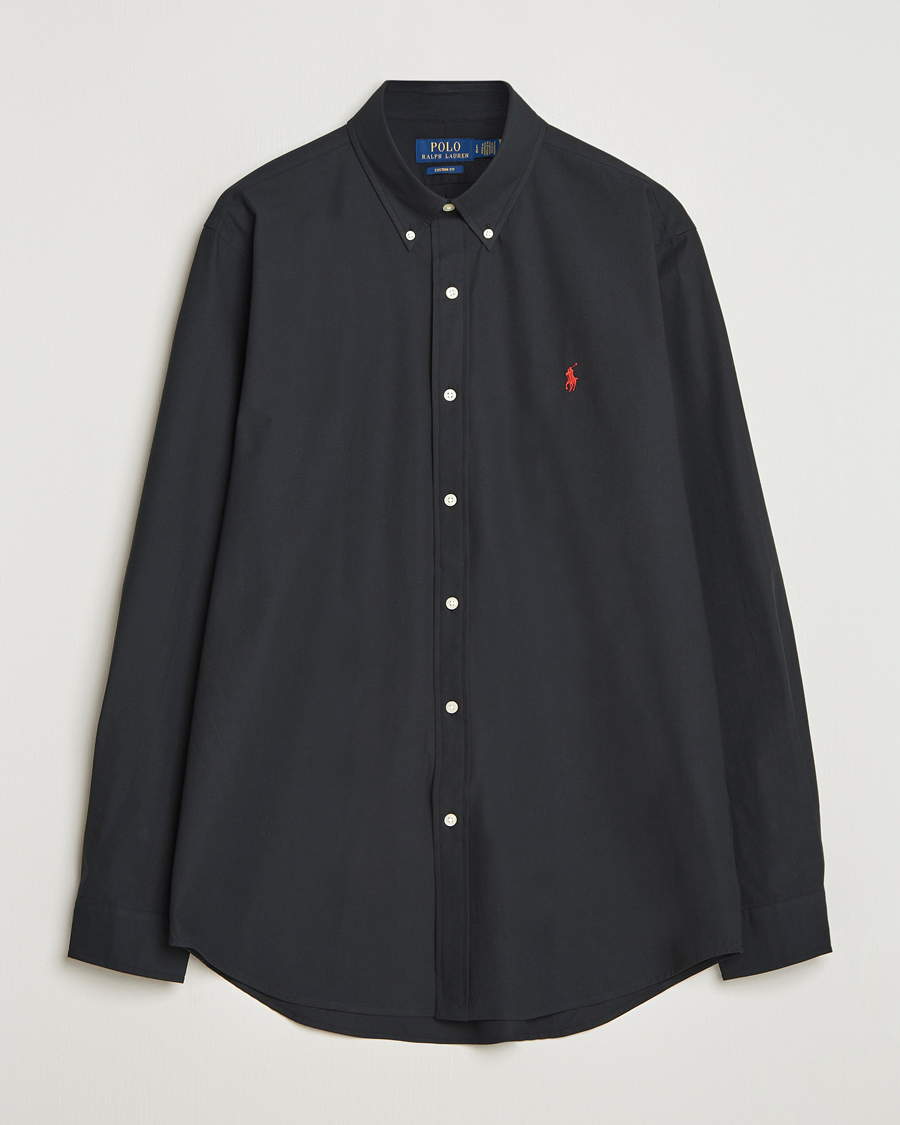Men | Shirts | Polo Ralph Lauren | Custom Fit Stretch Poplin Shirt Polo Black