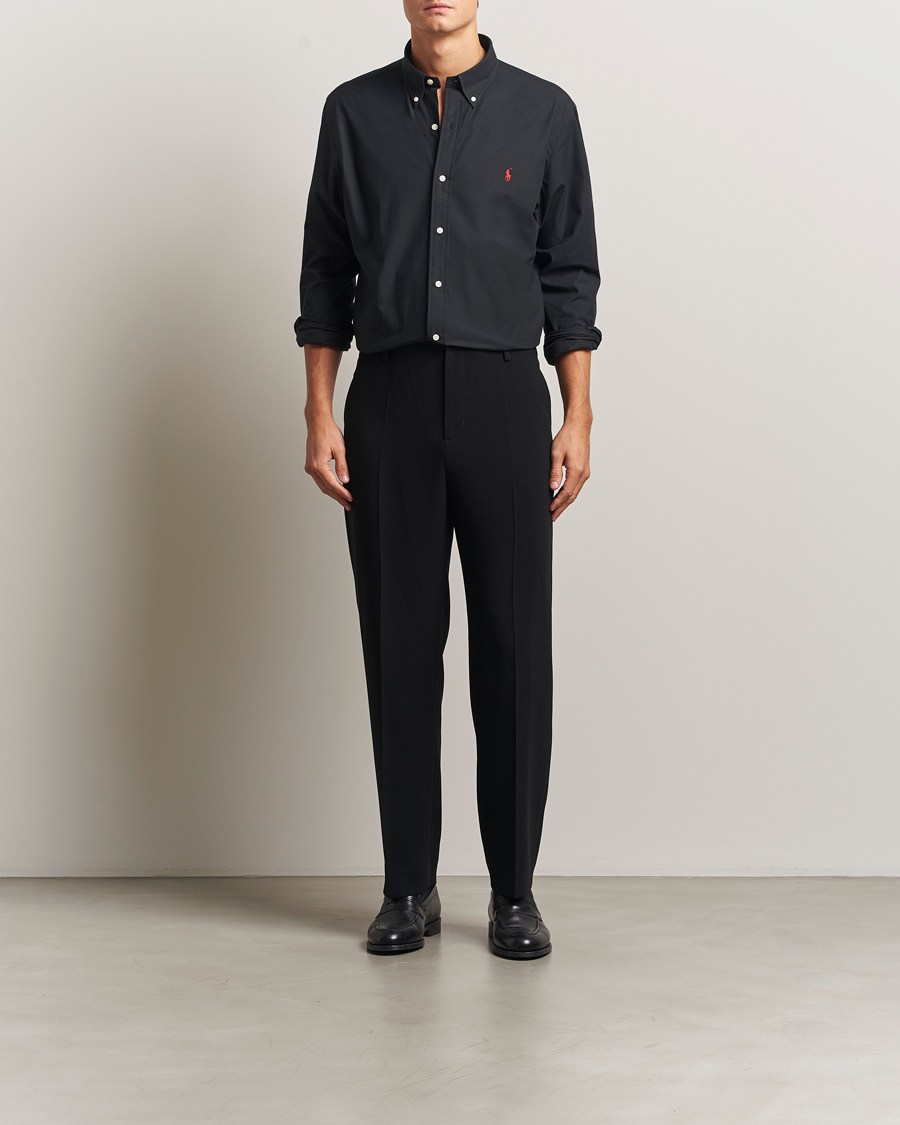 Men | Shirts | Polo Ralph Lauren | Custom Fit Stretch Poplin Shirt Polo Black