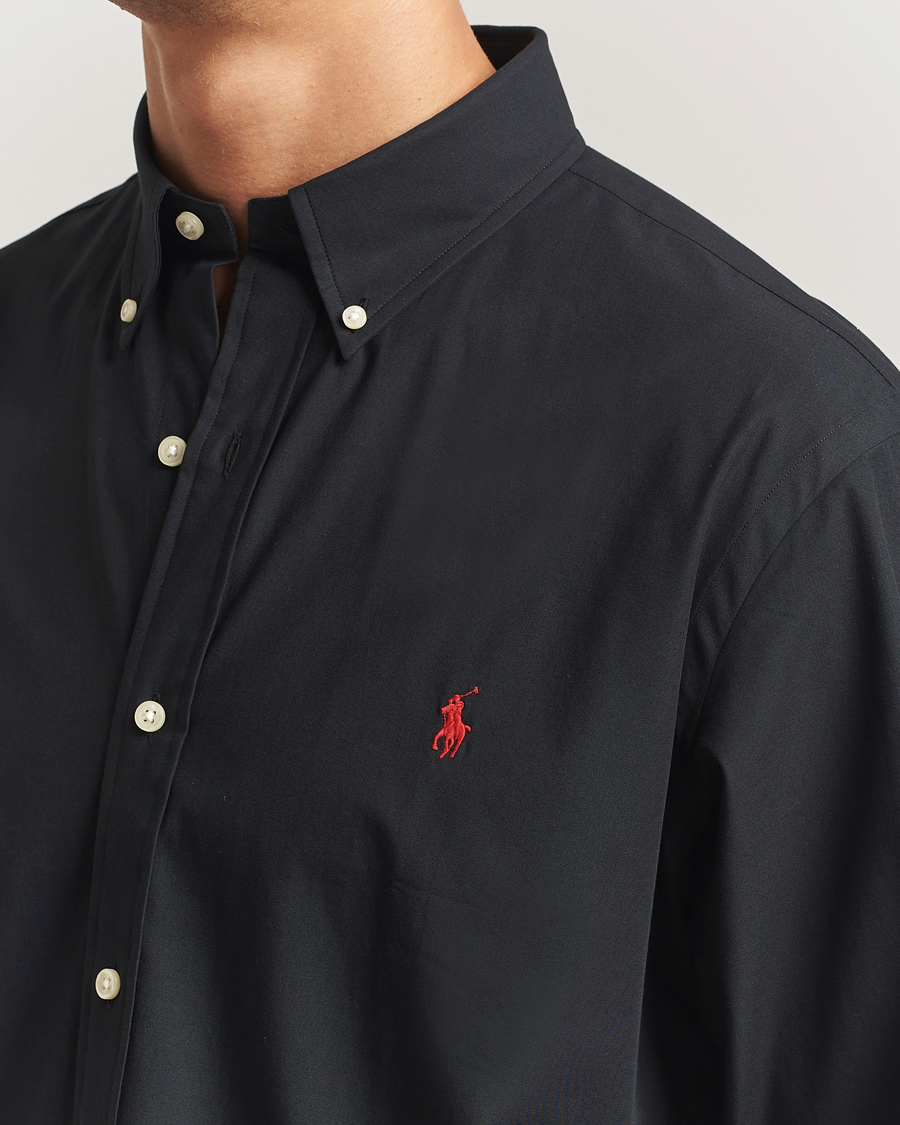 Men | Shirts | Polo Ralph Lauren | Custom Fit Stretch Poplin Shirt Polo Black