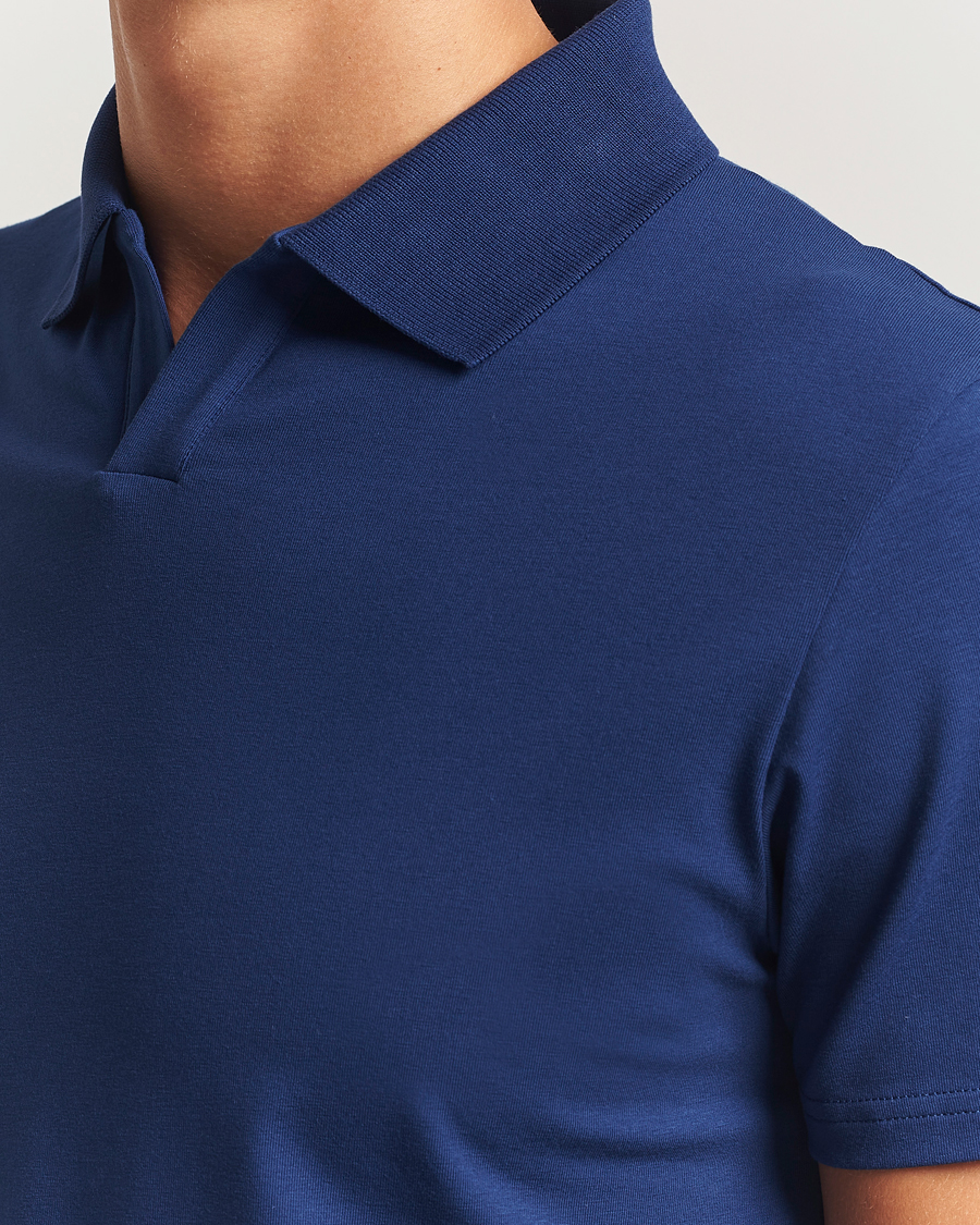Men | Polo Shirts | Filippa K | Soft Lycra Polo T-Shirt Royal Navy