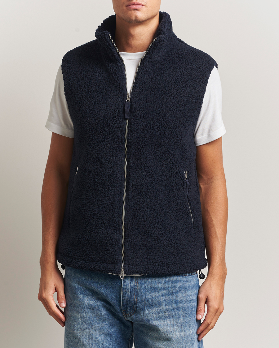 A Day's March Ajo Pile Vest Navy at CareOfCarl.com