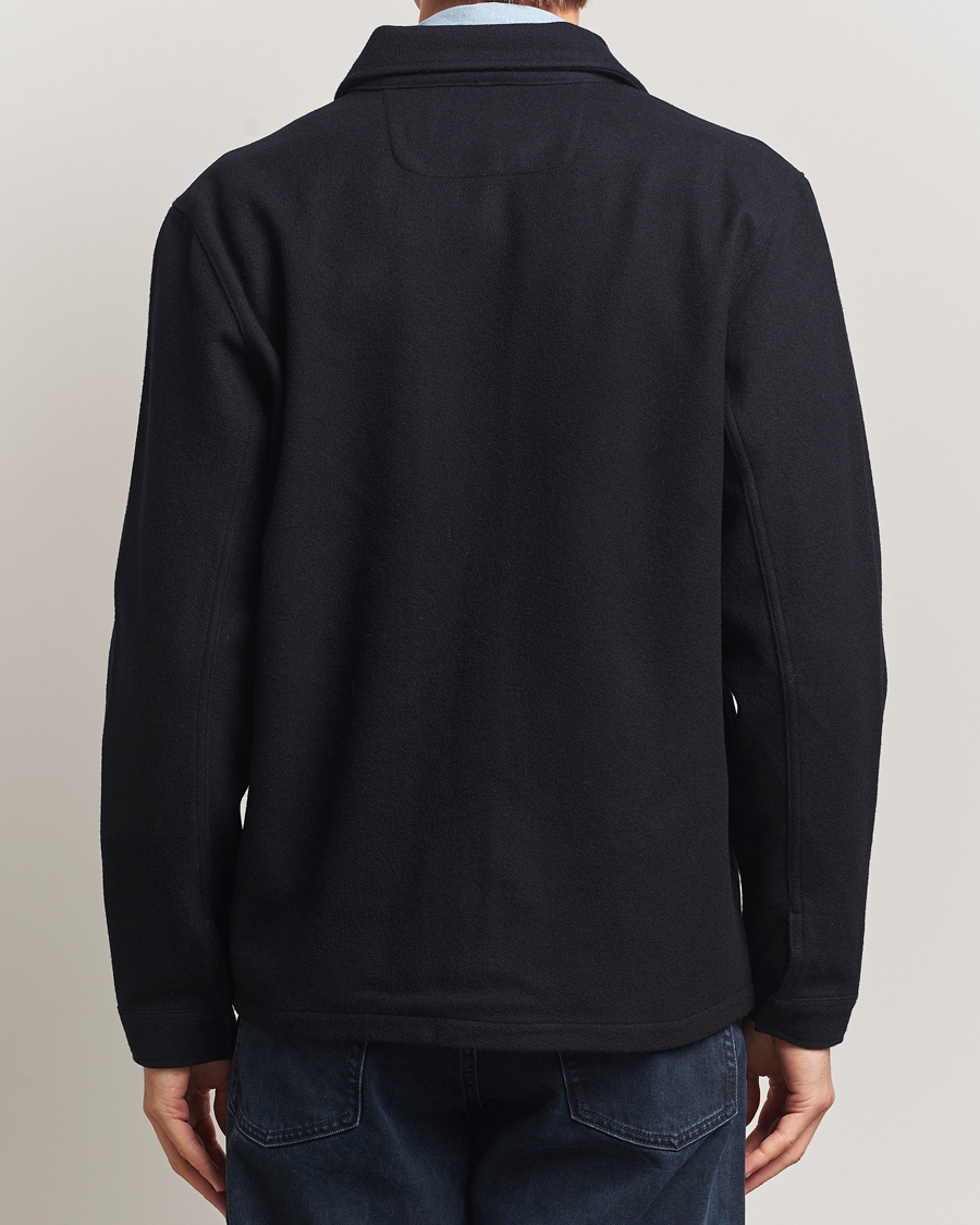 A Day's March Fraser Wool Zip Overshirt Navy at CareOfCarl.com