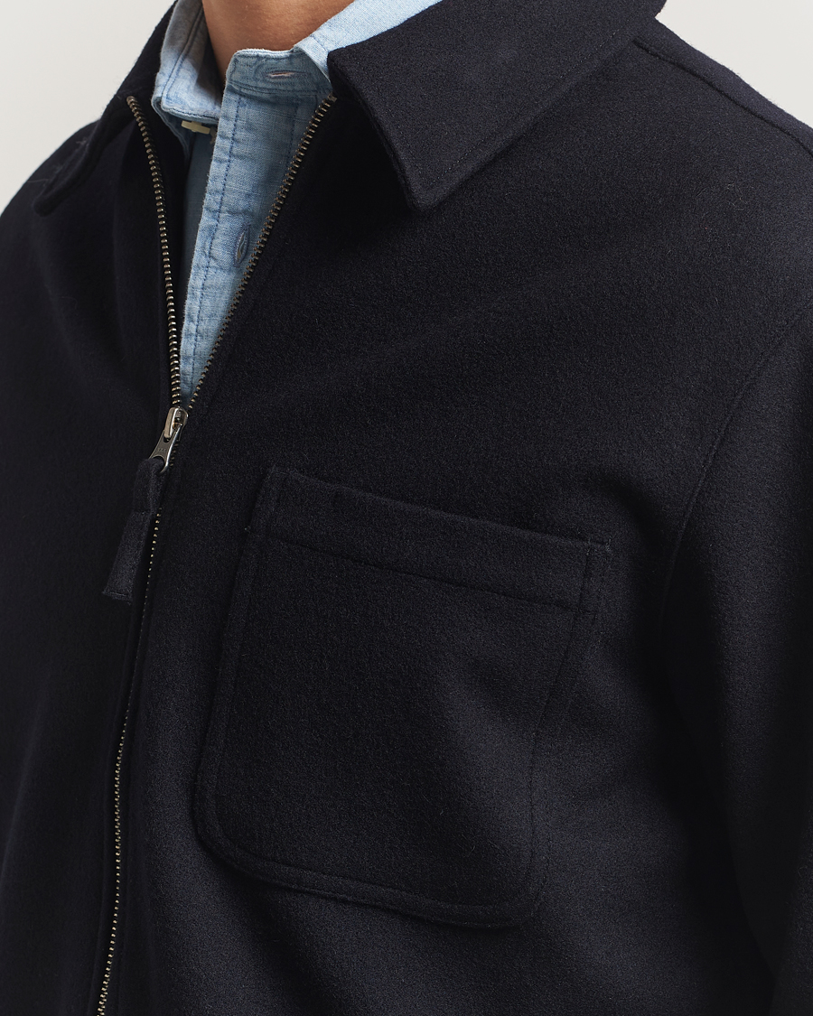 Men | Shirts | A Day's March | Fraser Wool Zip Overshirt Navy