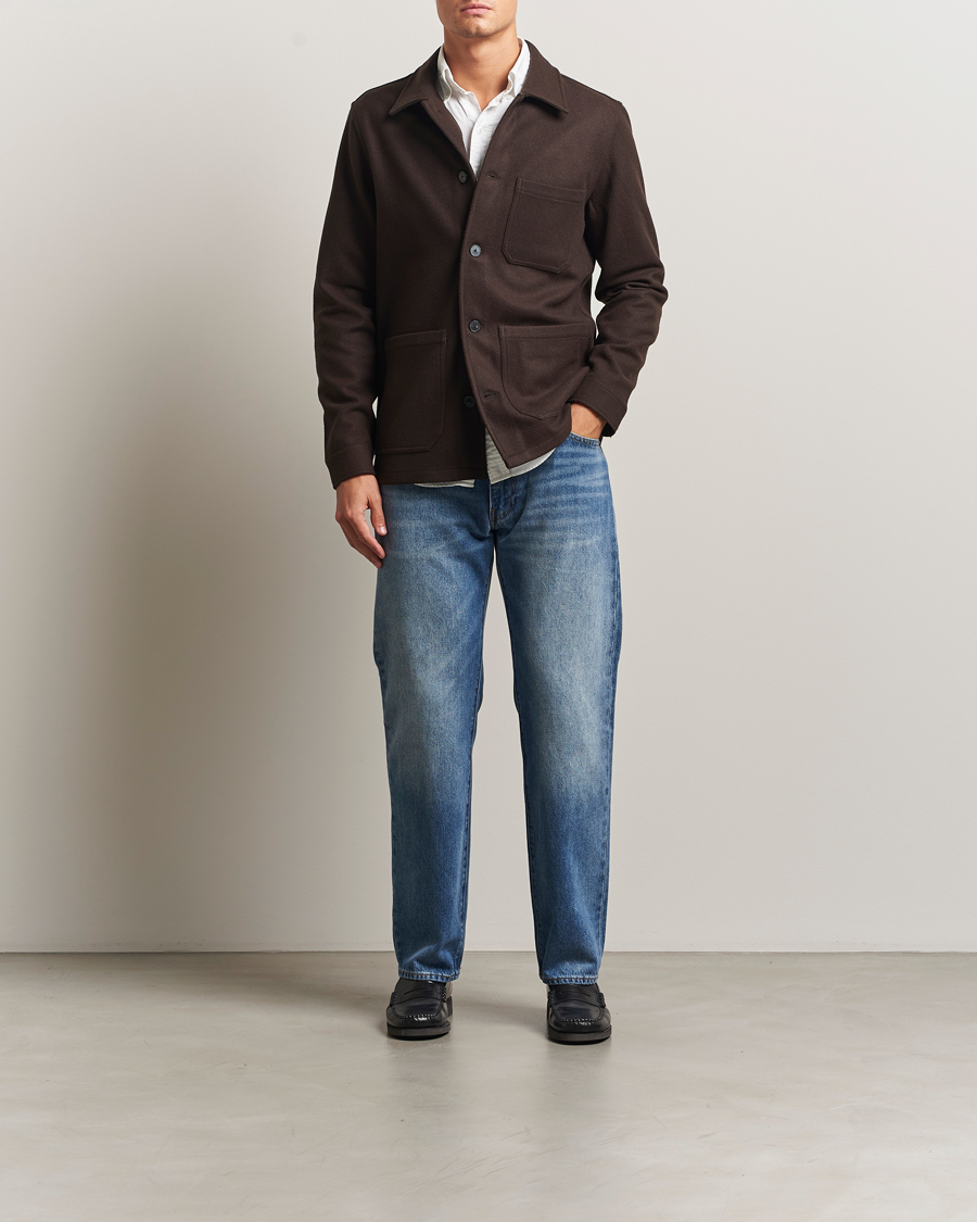 Men | Shirts | A Day's March | Original Wool Overshirt Chocolate