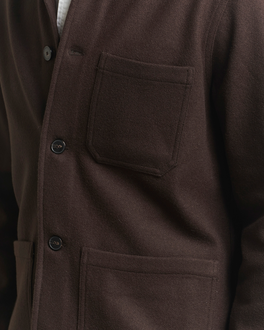 Men | Shirts | A Day's March | Original Wool Overshirt Chocolate