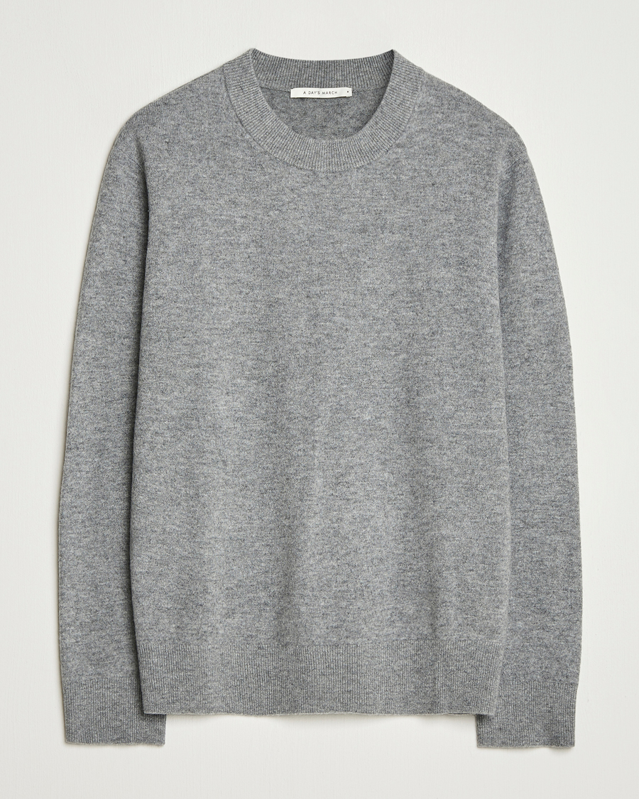 Men | Sweaters & Knitwear | A Day's March | Marlow Cashmere Blend Sweater Grey Melange