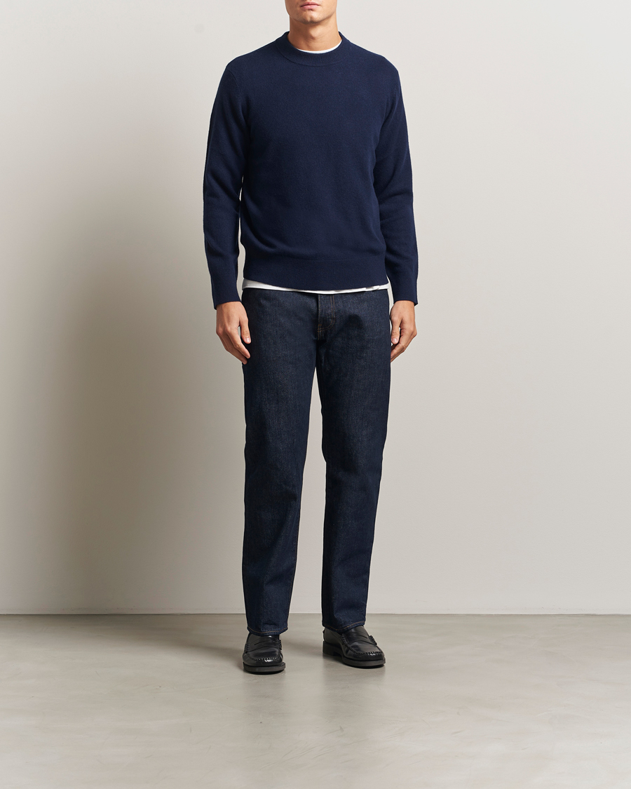 Men | Sweaters & Knitwear | A Day's March | Marlow Cashmere Blend Sweater Navy