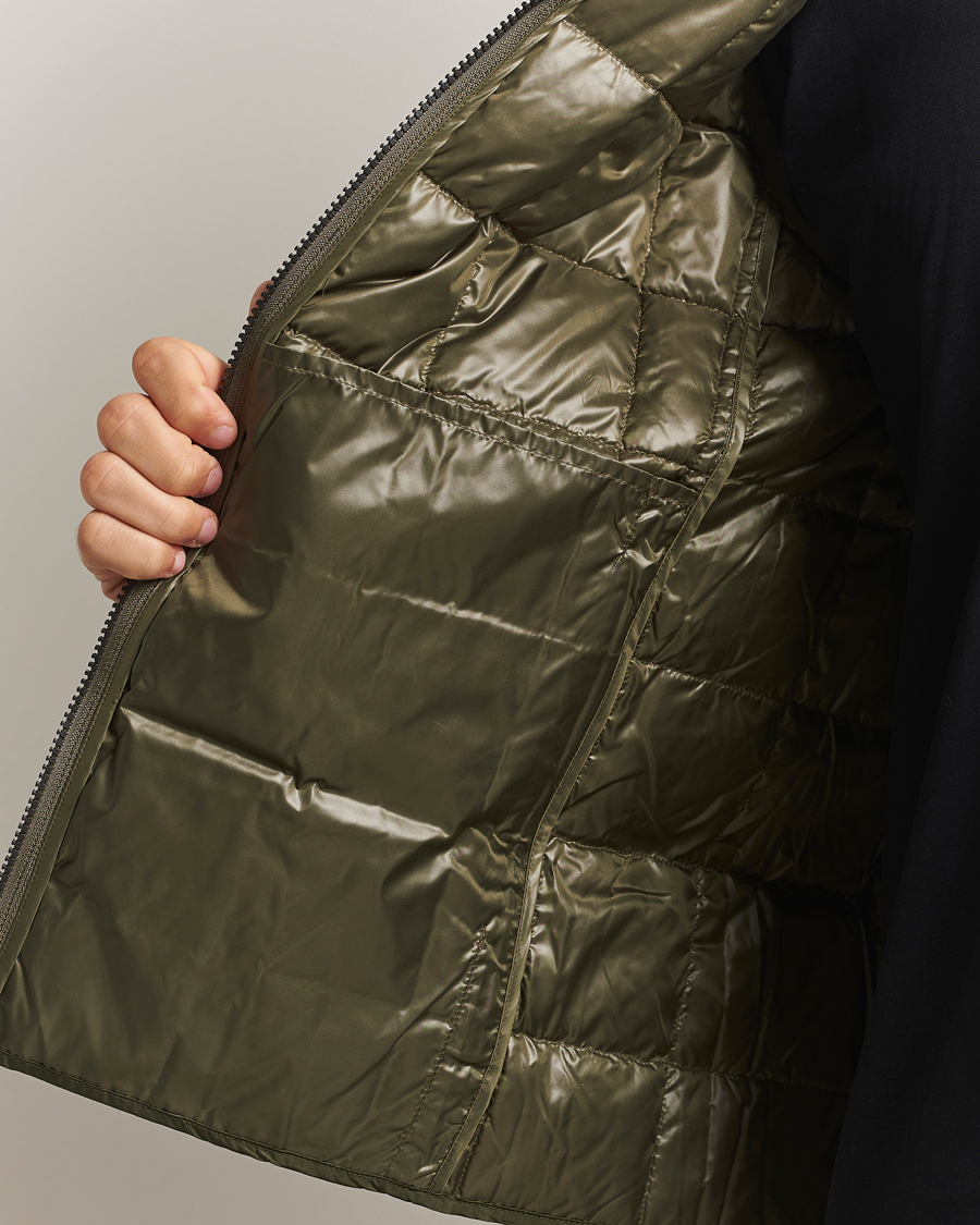 Men | Gilets | TAION | High Neck Full Zip Lightweight Down Vest Dark Olive
