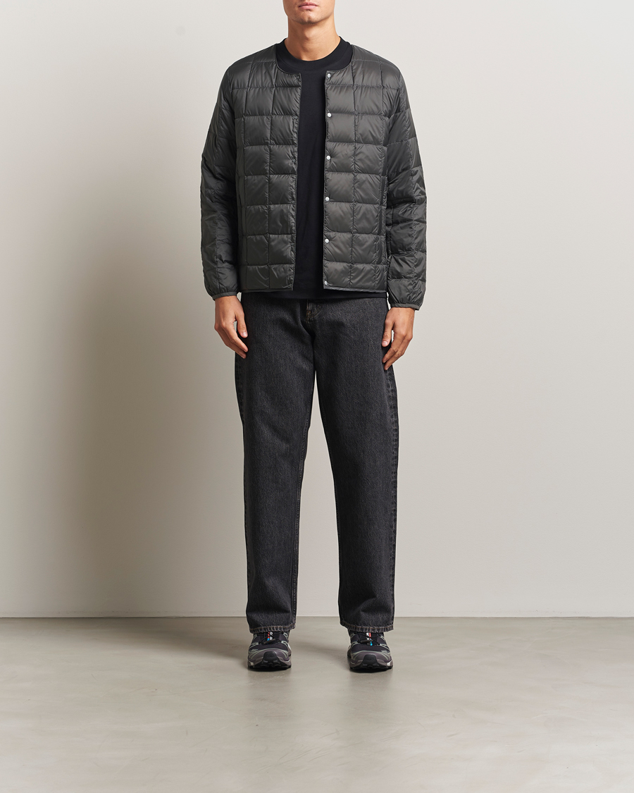 Men | Coats & Jackets | TAION | Crew Neck Button Down Jacket Dark Grey