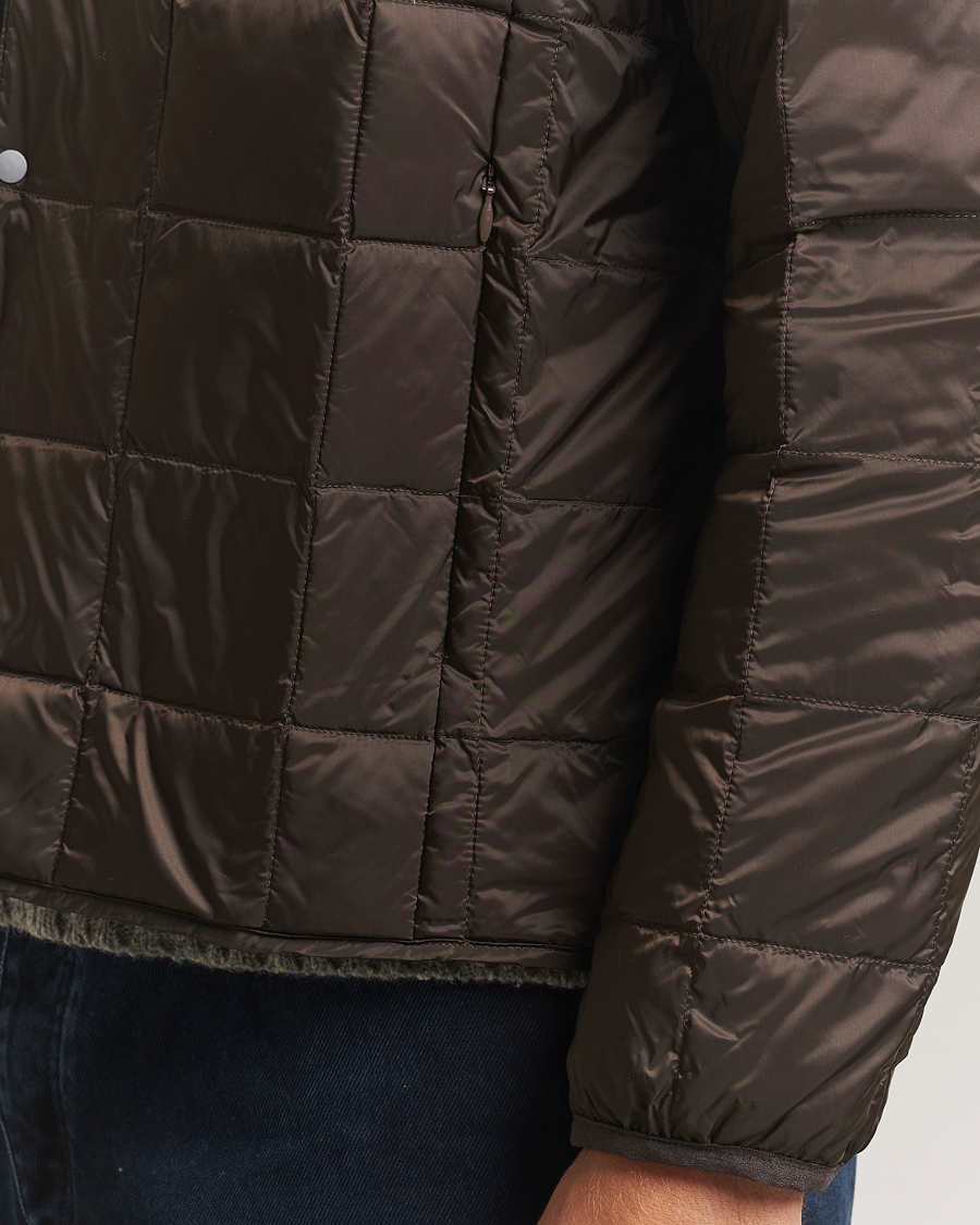 Men | Coats & Jackets | TAION | Crew Neck Button Down Jacket Dark Choco