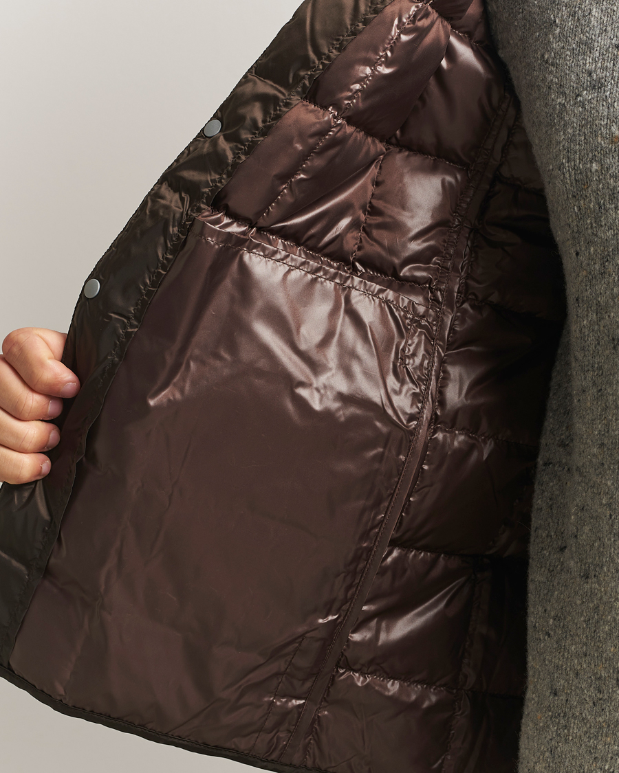 Men | Coats & Jackets | TAION | Crew Neck Button Down Jacket Dark Choco