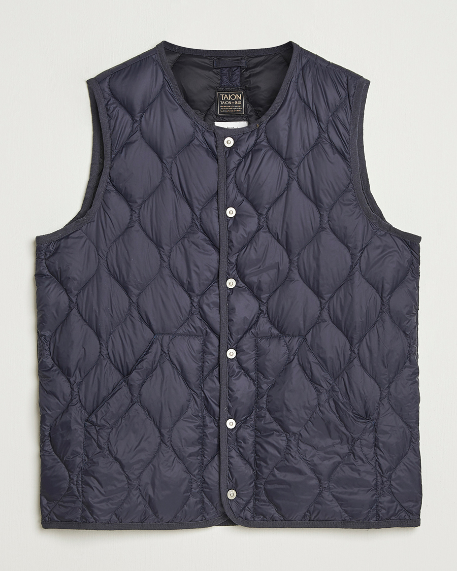 Men | Gilets | TAION | Military Crew Neck Down Vest Navy