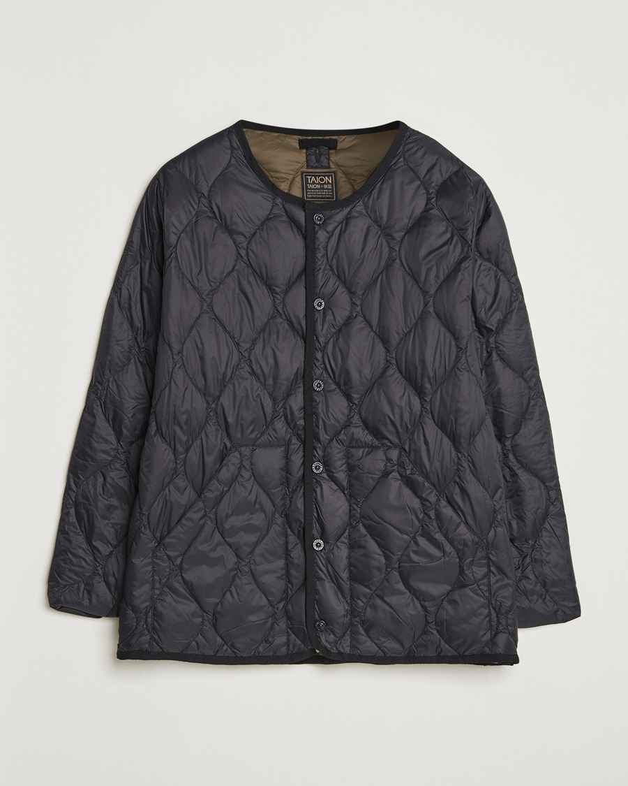 Men | Coats & Jackets | TAION | Military Crew Neck Down Jacket Black