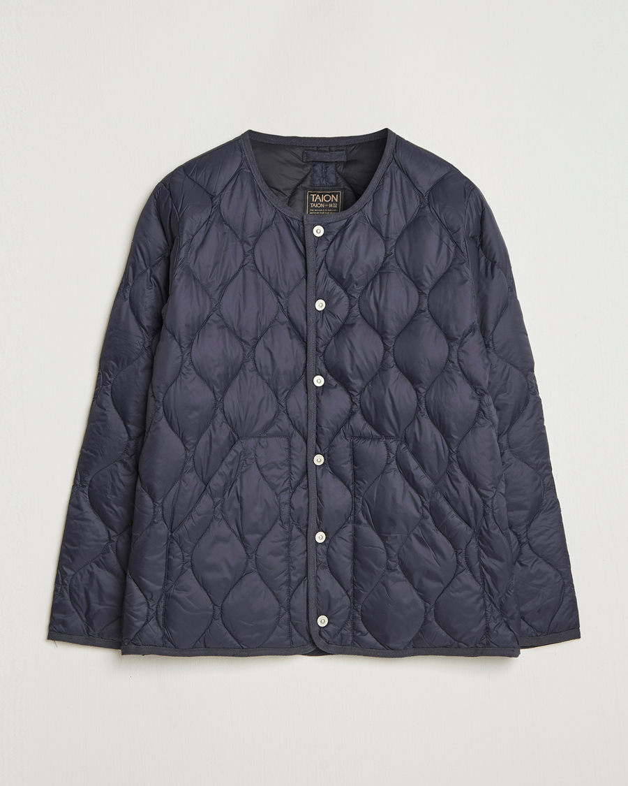Men | Coats & Jackets | TAION | Military Crew Neck Down Jacket Navy