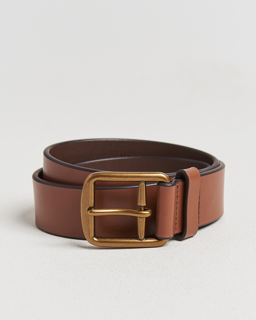 Men | Belts | Polo Ralph Lauren | Signature Pony Leather Belt Saddle