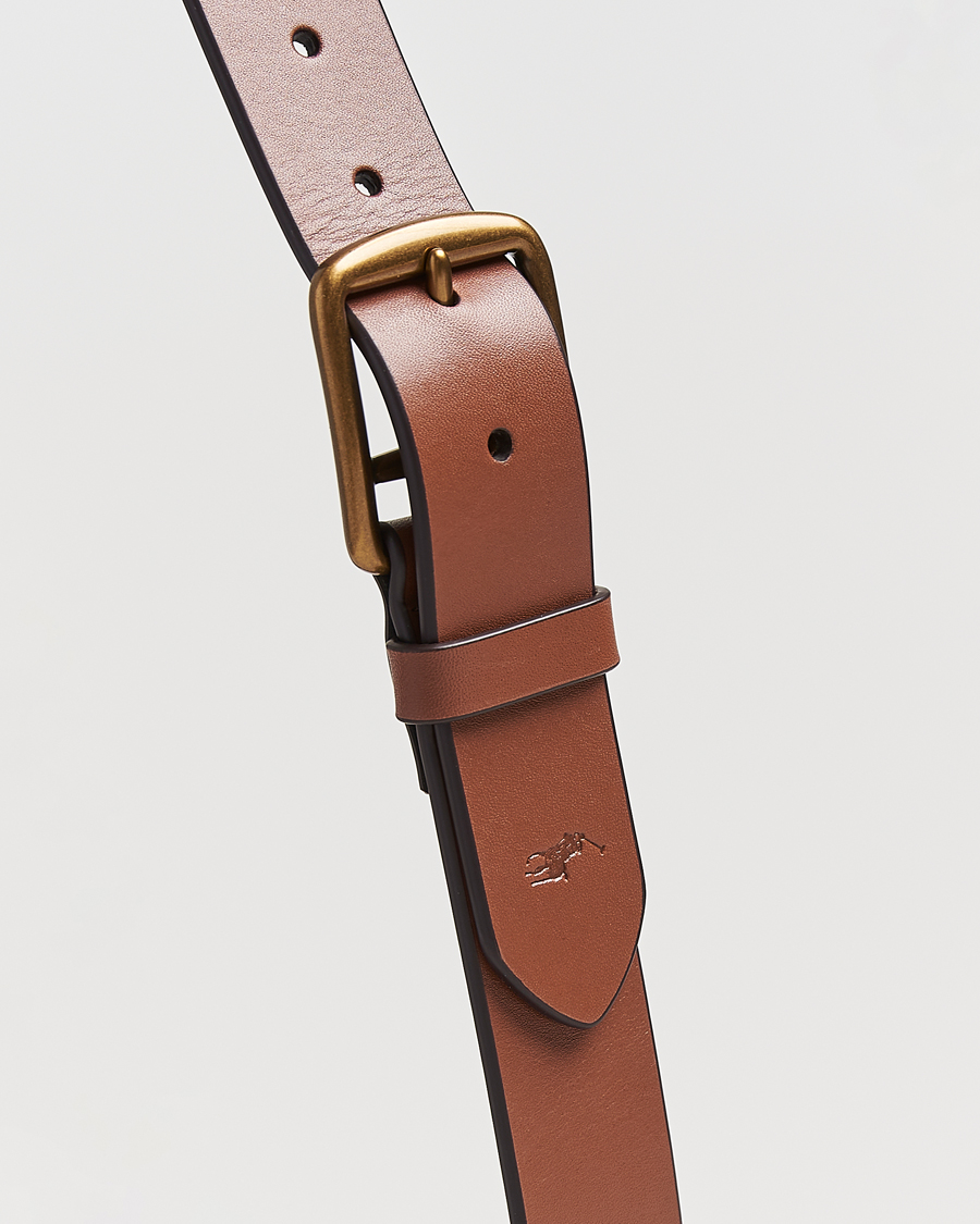 Men | Belts | Polo Ralph Lauren | Signature Pony Leather Belt Saddle