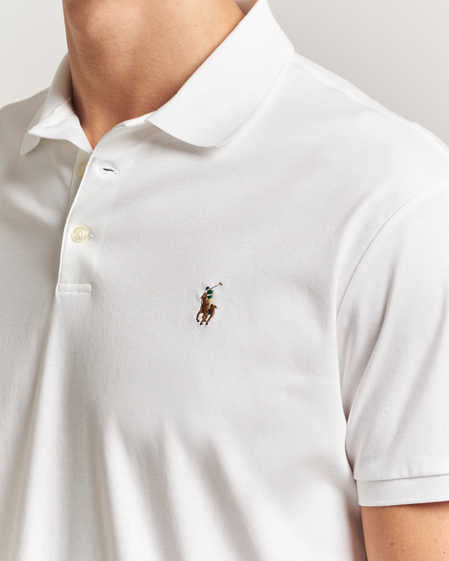 Polo Ralph Lauren Custom Slim Fit Cotton Polo White at CareOfCarl.com