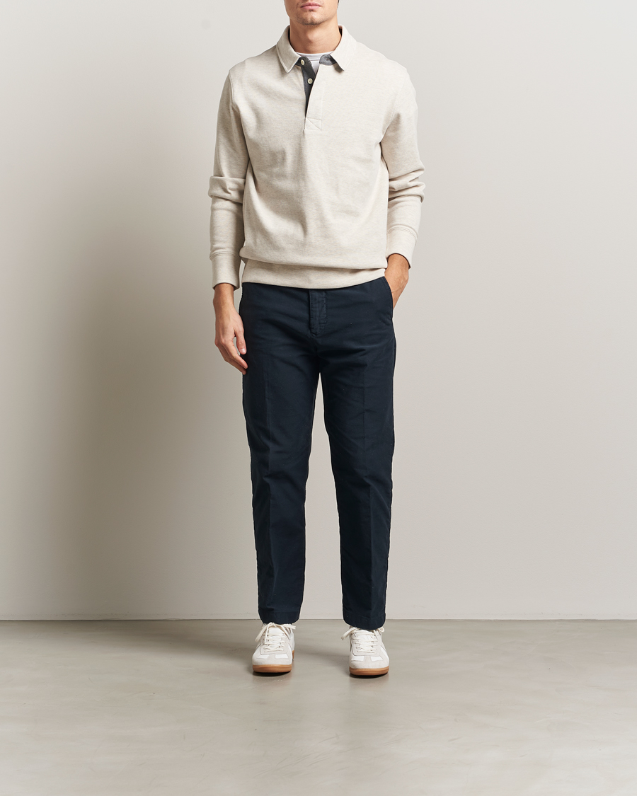 Men | Polo Shirts | GANT | Light Sacker Rib Long Sleeve Polo Seed Melange