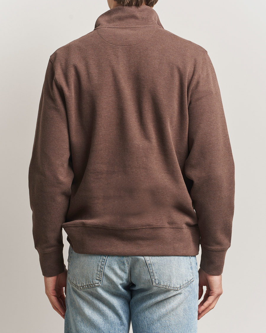 GANT Light Sacker Rib Half Zip Dark Brown Melange at CareOfCarl.com