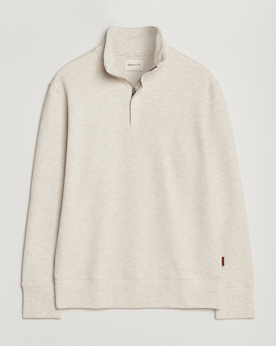 Men | Sweaters & Knitwear | Gant | Light Sacker Rib Half Zip Seed Melange