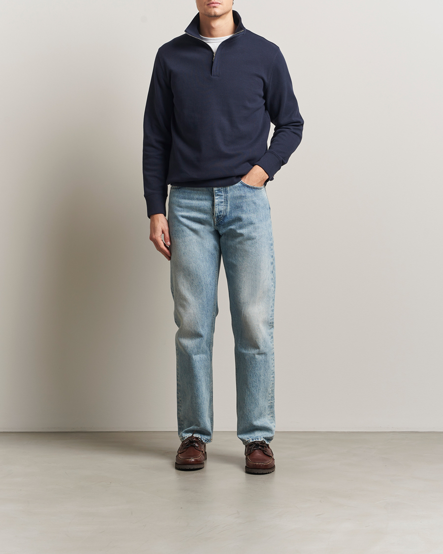 Men | Sweaters & Knitwear | Gant | Light Sacker Rib Half Zip Evening Blue
