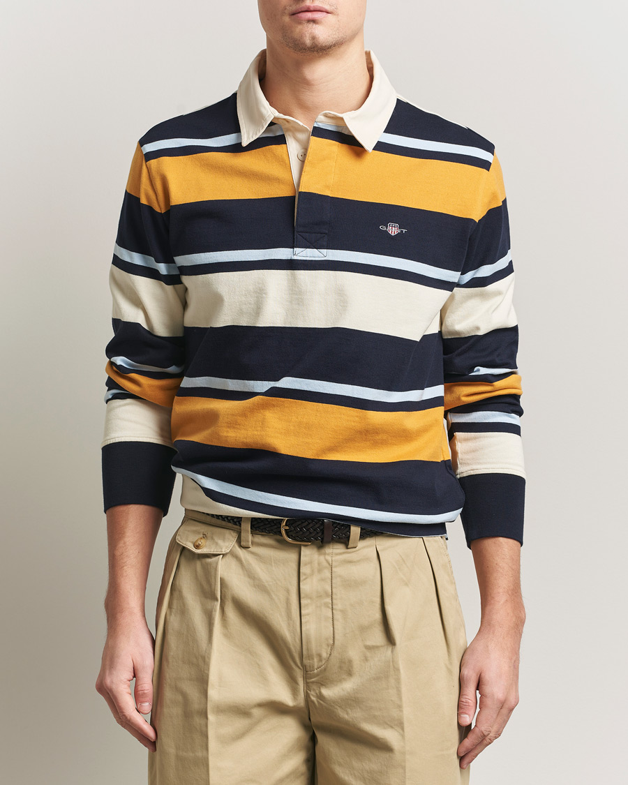 Men | Sweaters & Knitwear | GANT | Striped Heavy Rugger Evening Blue Multi