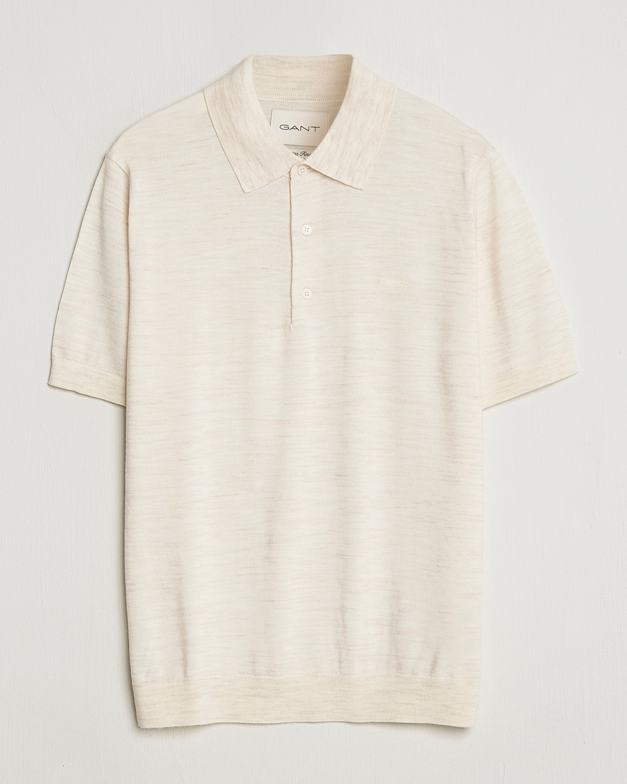 Men | Polo Shirts | GANT | Extrafine Merino Polo Seed Melange